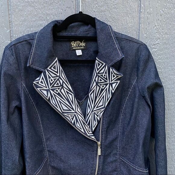 Bob Mackie Wearable Art Pantsuit Jean Jacket - Picture 10 of 16